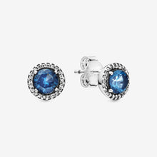 Load image into Gallery viewer, Blue Round Sparkle Stud Earrings