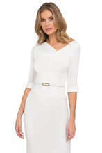 Load image into Gallery viewer, Black Halo 3/4 Sleeve Jackie O Dress - White