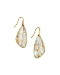 Mckenna Vintage Gold Small Drop Earrings in White Abalone