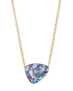 Mckenna Gold Pendant Necklace in Lilac Abalone