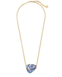 Mckenna Gold Pendant Necklace in Lilac Abalone
