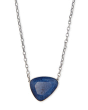 Load image into Gallery viewer, Mckenna Vintage Silver Pendant Necklace in Navy Wood