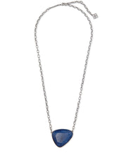 Load image into Gallery viewer, Mckenna Vintage Silver Pendant Necklace in Navy Wood