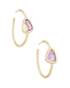Margot Gold Hoop Earrings in Lilac Abalone