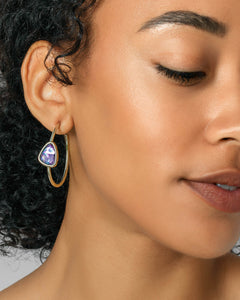 Margot Gold Hoop Earrings in Lilac Abalone