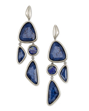 Load image into Gallery viewer, Margot Vintage Silver Statement Earrings in Navy Wood