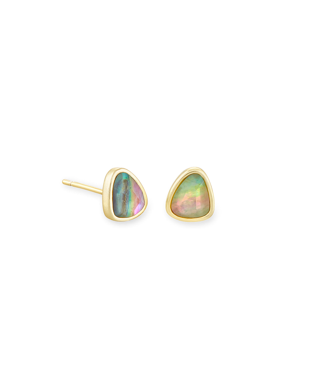 Ivy Gold Stud Earrings in Lilac Abalone