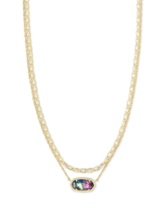 Elisa Gold Multi Strand Necklace in Lilac Abalone