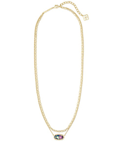 Elisa Gold Multi Strand Necklace in Lilac Abalone