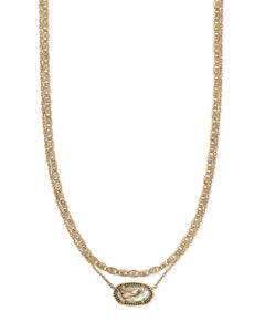 Elisa Vintage Gold Multi Strand Necklace in White Abalone