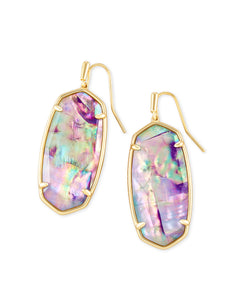 Faceted Elle Gold Drop Earrings in Lilac Abalone