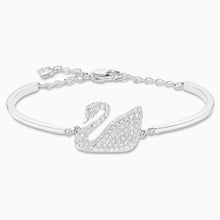 Load image into Gallery viewer, SWAN BANGLE, WHITE, RHODIUM PLATED