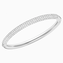 Load image into Gallery viewer, STONE BANGLE, WHITE, RHODIUM PLATED