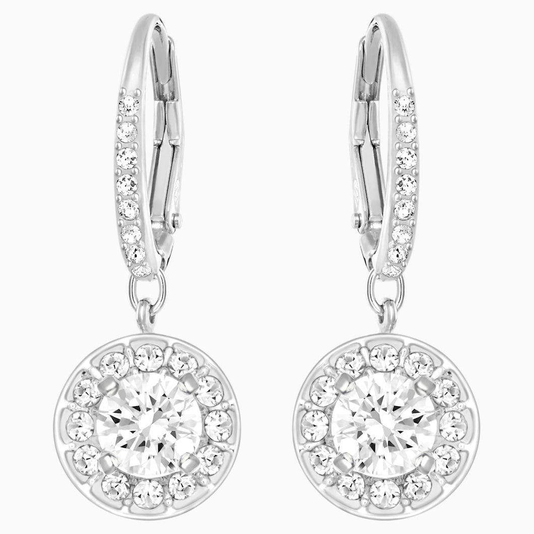 ATTRACT EARRINGS, WHITE, RHODIUM PLATED