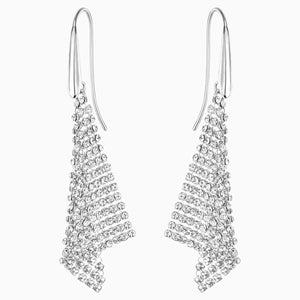 FIT PIERCED EARRINGS, WHITE, RHODIUM PLATED