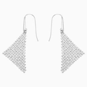 FIT PIERCED EARRINGS, WHITE, RHODIUM PLATED
