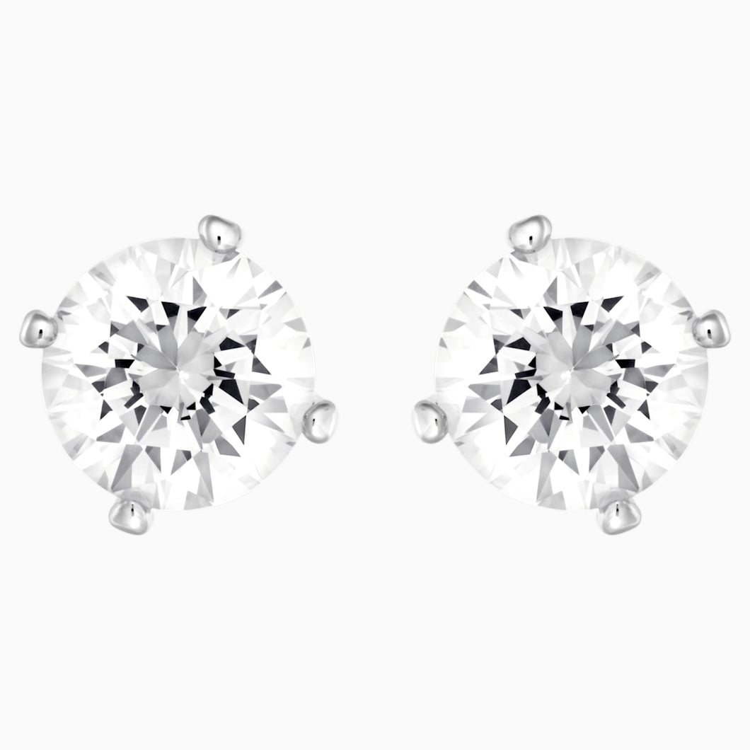 ATTRACT PIERCED EARRINGS, WHITE, RHODIUM PLATED