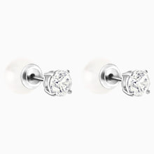 Load image into Gallery viewer, ATTRACT PIERCED EARRINGS, WHITE, RHODIUM PLATED