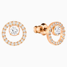Load image into Gallery viewer, CREATIVITY CIRCLE PIERCED EARRINGS, WHITE, ROSE-GOLD TONE PLATED