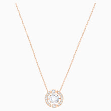 Load image into Gallery viewer, Swarovski Sparkling Dance Round Necklace, White, Rose-gold tone plated