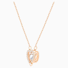 Load image into Gallery viewer, Swarovski Sparkling Dance Heart Necklace, White, Rose-gold tone plated