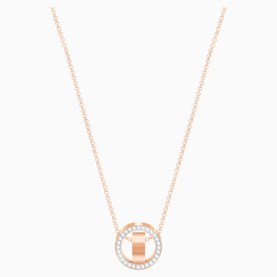 HOLLOW PENDANT, WHITE, ROSE-GOLD TONE PLATED