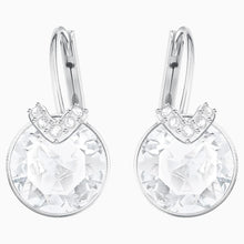 Load image into Gallery viewer, BELLA V PIERCED EARRINGS, WHITE, RHODIUM PLATED