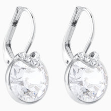 Load image into Gallery viewer, BELLA V PIERCED EARRINGS, WHITE, RHODIUM PLATED