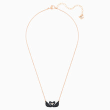 Load image into Gallery viewer, SWAROVSKI ICONIC SWAN NECKLACE, BLACK, ROSE-GOLD TONE PLATED