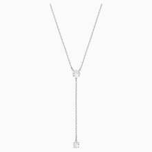 Load image into Gallery viewer, ATTRACT Y NECKLACE, WHITE, RHODIUM PLATED