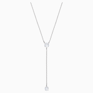 ATTRACT Y NECKLACE, WHITE, RHODIUM PLATED
