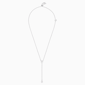 ATTRACT Y NECKLACE, WHITE, RHODIUM PLATED