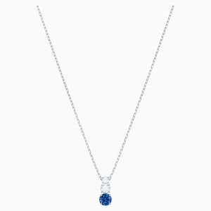 ATTRACT TRILOGY ROUND PENDANT, BLUE, RHODIUM PLATED