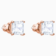 Load image into Gallery viewer, ATTRACT STUD PIERCED EARRINGS, WHITE, ROSE-GOLD TONE PLATED