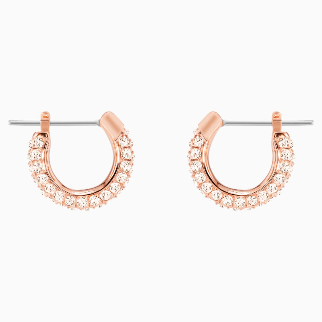 STONE PIERCED EARRINGS, PINK, ROSE-GOLD TONE PLATED