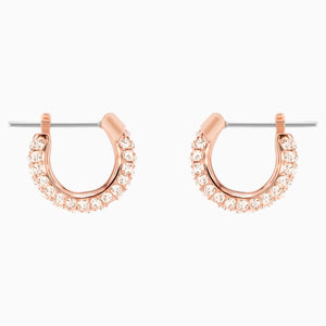 STONE PIERCED EARRINGS, PINK, ROSE-GOLD TONE PLATED