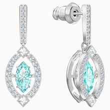 Load image into Gallery viewer, SWAROVSKI SPARKLING DANCE PIERCED EARRINGS, GREEN, RHODIUM PLATED