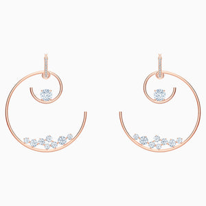 NORTH HOOP PIERCED EARRINGS, WHITE, ROSE-GOLD TONE PLATED
