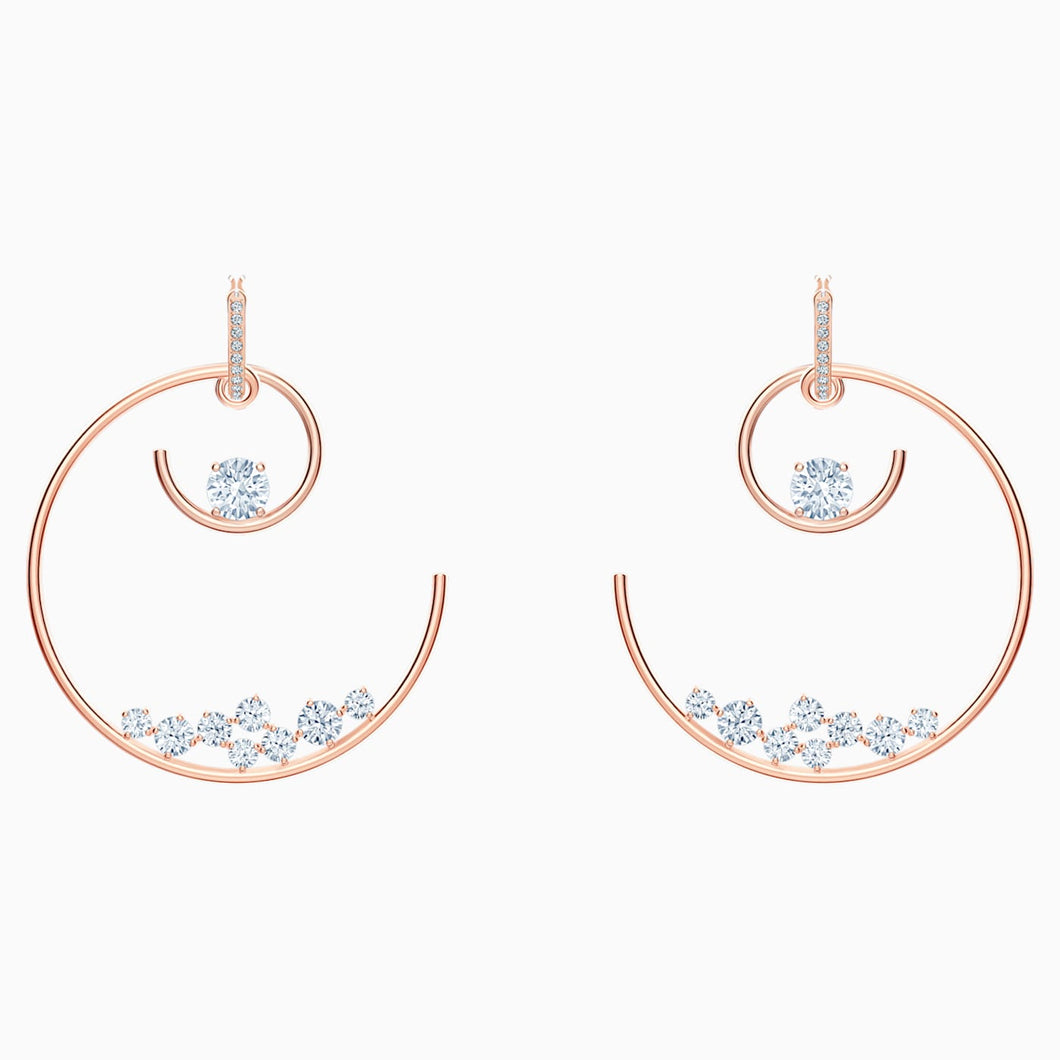NORTH HOOP PIERCED EARRINGS, WHITE, ROSE-GOLD TONE PLATED
