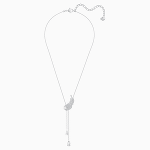 NICE Y NECKLACE, WHITE, RHODIUM PLATED