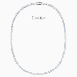 TENNIS DELUXE NECKLACE, WHITE, RHODIUM PLATED