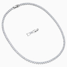 Load image into Gallery viewer, TENNIS DELUXE NECKLACE, WHITE, RHODIUM PLATED