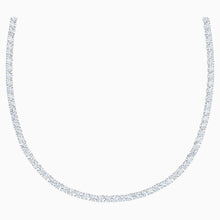 Load image into Gallery viewer, TENNIS DELUXE NECKLACE, WHITE, RHODIUM PLATED