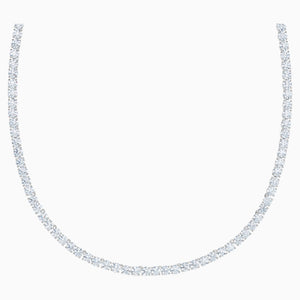 TENNIS DELUXE NECKLACE, WHITE, RHODIUM PLATED