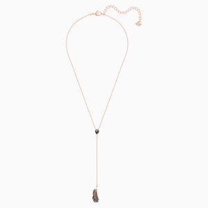 NAUGHTY Y NECKLACE, BLACK, ROSE-GOLD TONE PLATED