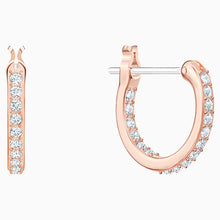 Load image into Gallery viewer, NAUGHTY HOOP PIERCED EARRINGS, WHITE, ROSE-GOLD TONE PLATED