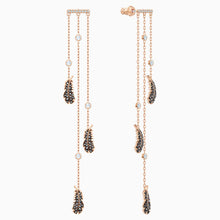 Load image into Gallery viewer, NAUGHTY CHANDELIER PIERCED EARRINGS, BLACK, ROSE-GOLD TONE PLATED