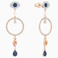Load image into Gallery viewer, Swarovski Symbolic Hoop Pierced Earrings, Multi-colored, Rose-gold tone plated