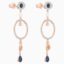 Load image into Gallery viewer, Swarovski Symbolic Hoop Pierced Earrings, Multi-colored, Rose-gold tone plated