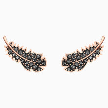 Load image into Gallery viewer, NAUGHTY PIERCED EARRINGS, BLACK, ROSE-GOLD TONE PLATED